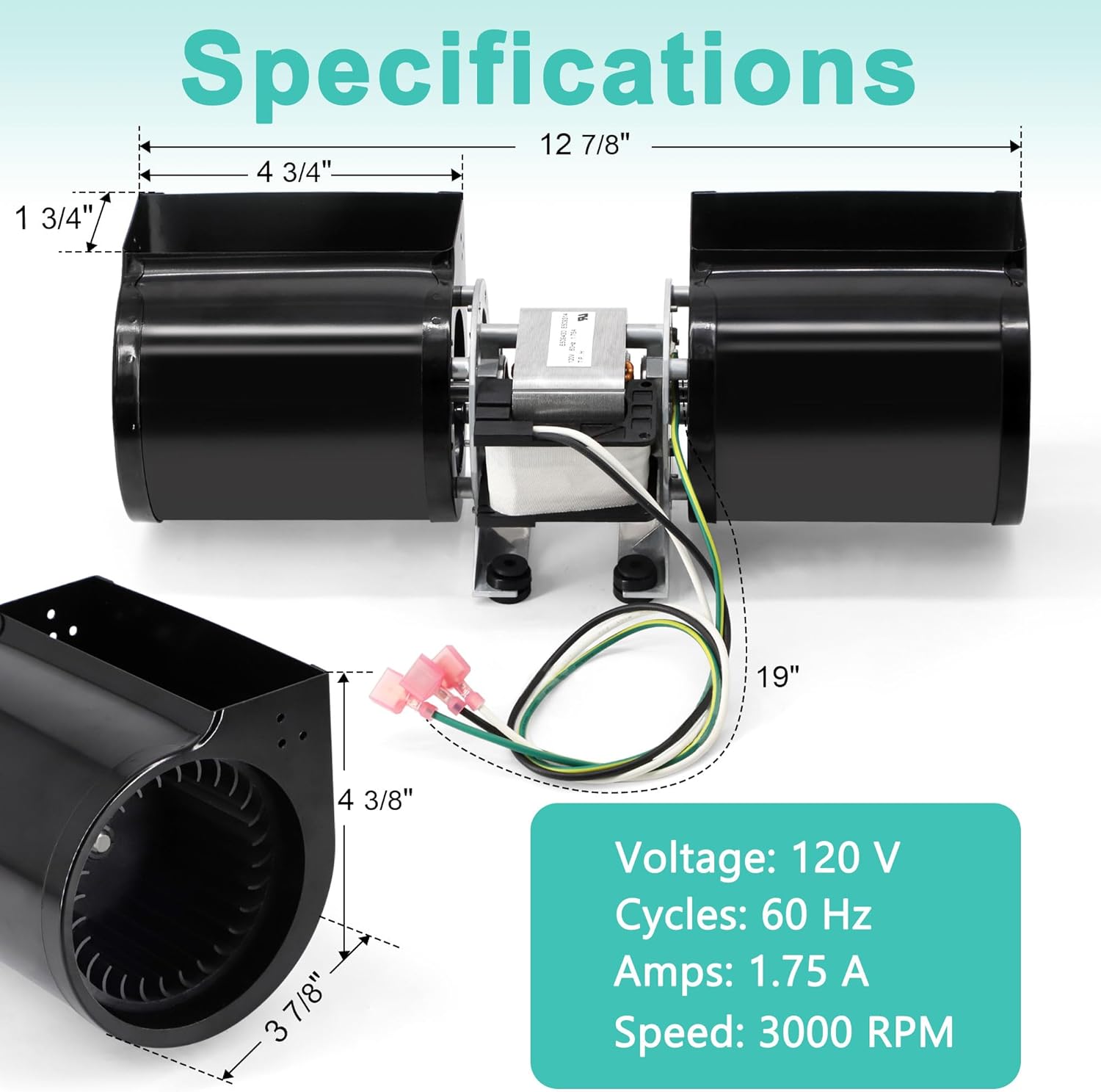 812-4900 Convection Blower Fan for Quadrafire Pellet Stove Classic Bay 1200 Insert, Castile, Santa Fe, Wood Stove Blower for Quadra-Fire Wood & Gas Stove