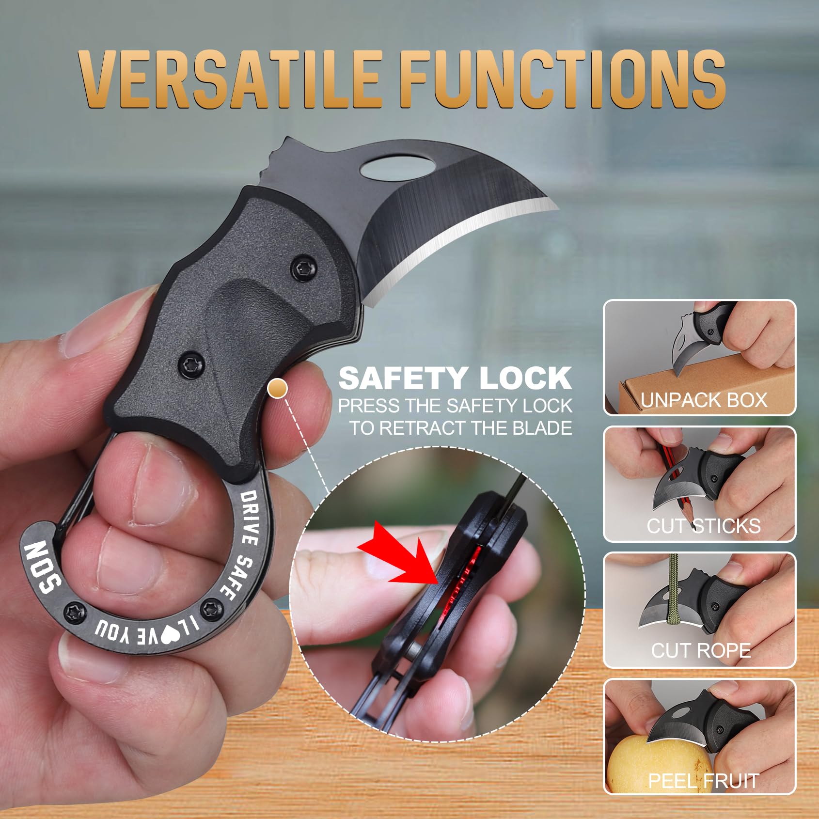 OOPERAY Son Gifts for Christmas, EDC Box Cutter, Christmas Birthday Gifts Ideas for Son, EDC Gadget Gift for Camping Hiking Fishing