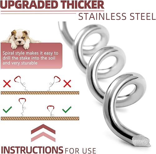 Miniatura 10 de Snagle Paw Cable de amarre para perros, 30 pies de largo con estaca para patio, cadenas para exteriores, correa de campamento y playa, correas para