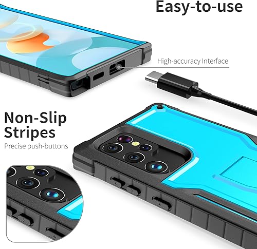 Miniatura 9 de ExoGuard Funda para Samsung Galaxy S22 Ultra, funda de goma resistente a prueba de golpes con soporte incorporado (rosa)