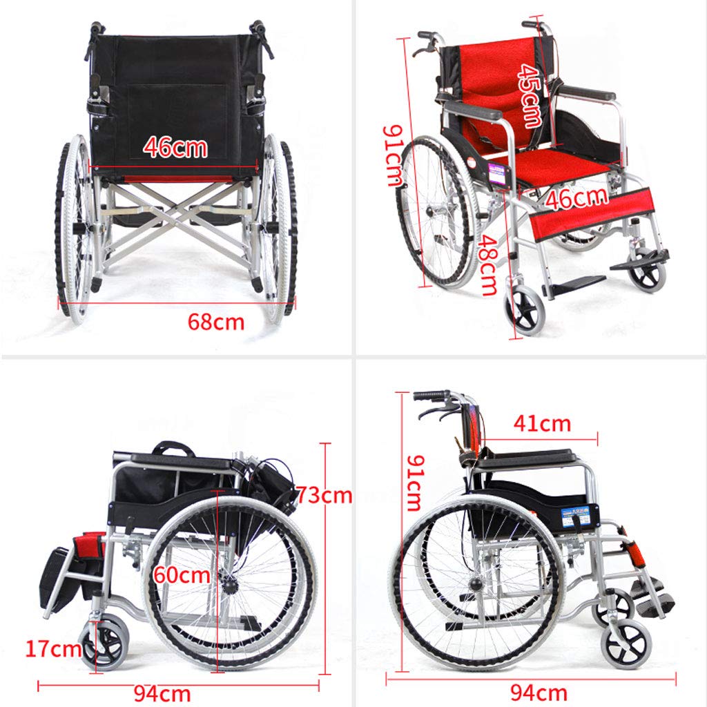 sedia a rotelle Sedie A Rotelle, In Alluminio Sedia A Rotelle, Sedie A Rotelle Pieghevole Semovente, Sedie A Rotelle Pieghevole Leggero, Portatile sedia a rotelle (Colore : A)