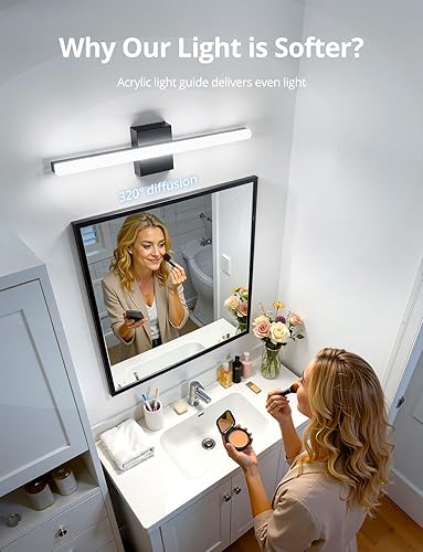 Miniatura 2 de Combuh LED Bathroom Light Fixtures Over Mirror 24 Inch 14W, Black Vanity Lights Bar for Bathroom, Modern IP44 Wall Sconce Cool White 6000K