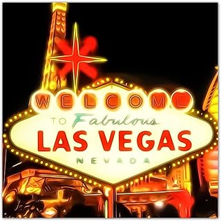 CustonCares Skyline Las Vegas City Landscape Wooden Sign Family Wall Art Decor Hanging Nevada Party City Photograph Signs Decorative Wood Pallet Wall Plaque Sign for Indoor Bathroom Cabin 16x16in