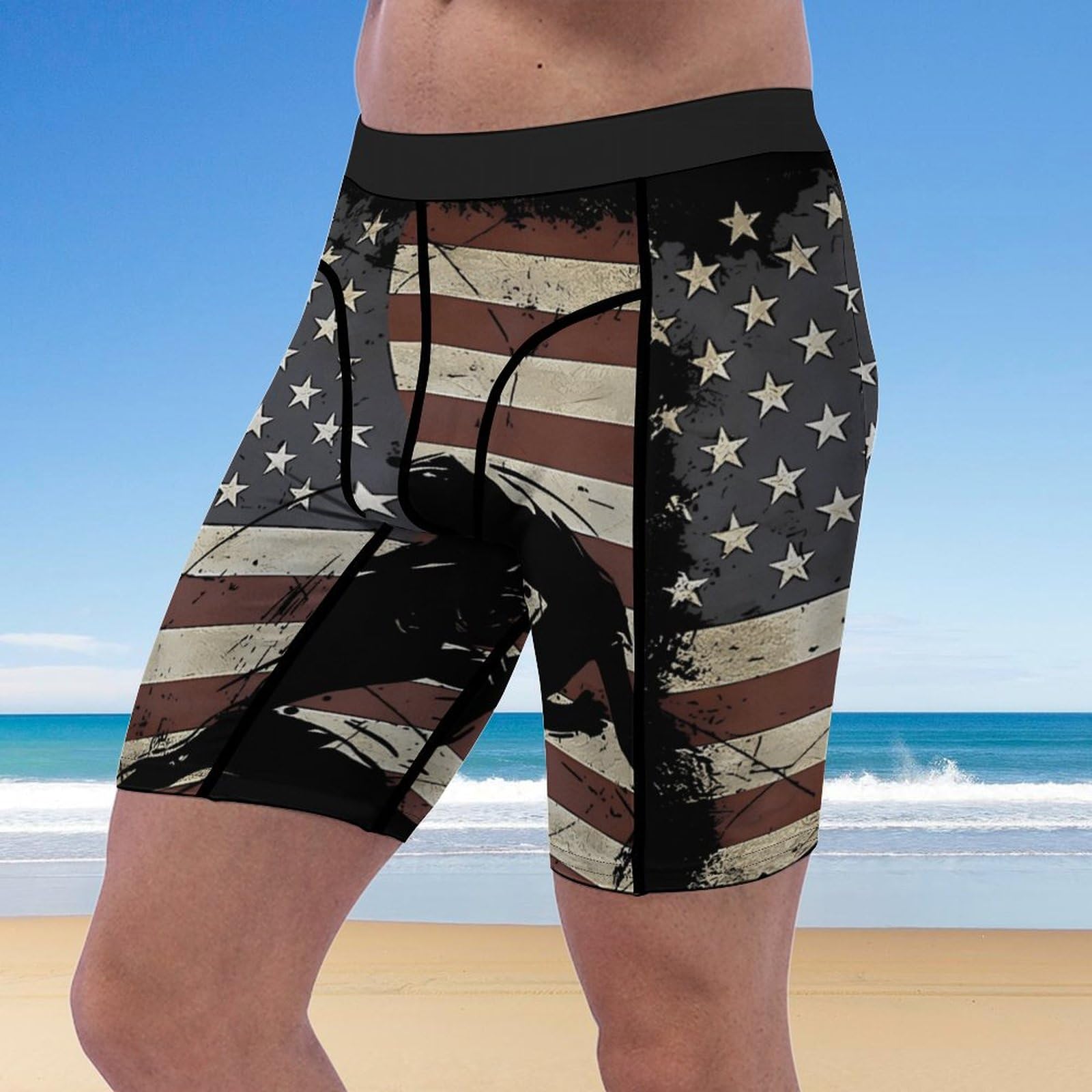 VTHXLOI Vintage Wrestling Wrestle Wrestler American Flag Men's Compression Shorts Sport Shorts Athletic Workout Underwear Mens Boxer Briefs 2XL