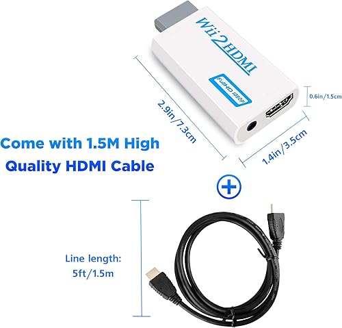Miniatura 2 de Adaptador convertidor Wii a HDMI 1080P para dispositivo Full HD con conector de audio de 0.138 in y salida HDMI compatible con Nintendo Wii, Wii U,