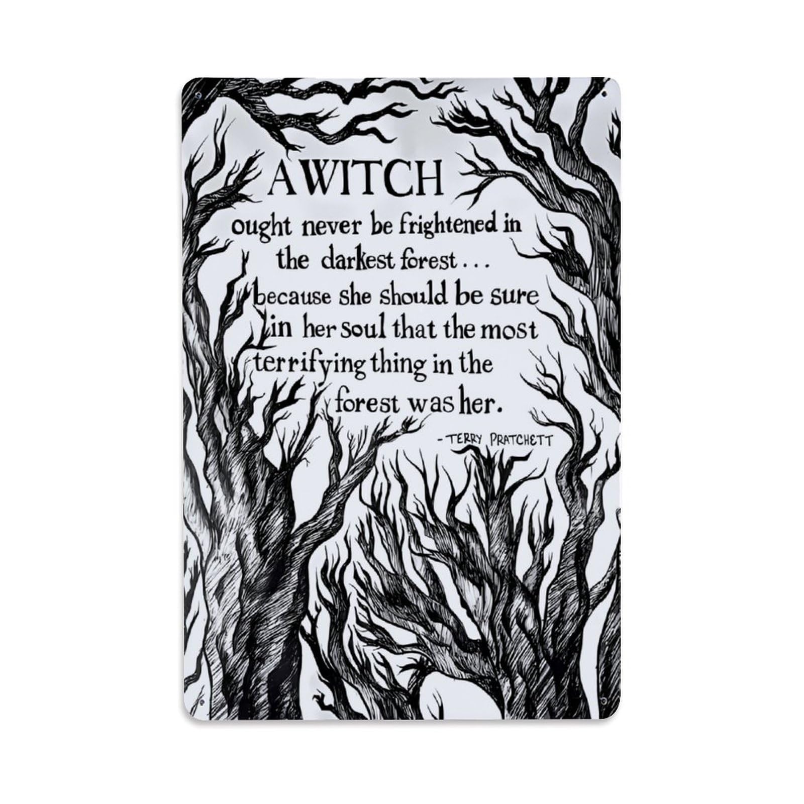 Dark Forest Witch Quote Wall Sign Vintage Aluminium Metal Sign, Retro Wall Decor for Home, Bar, Garage & Farmhouse 30x20cm