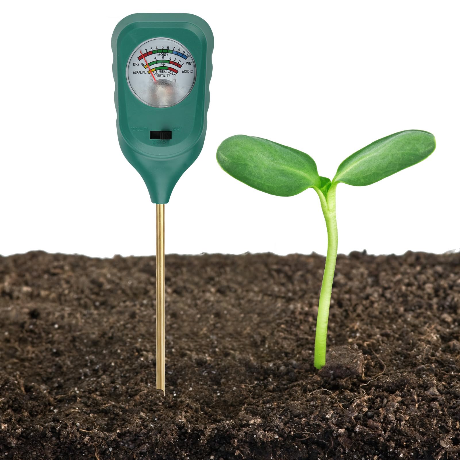 3 en 1 Medidor Humedad Plantas para Medidor de Humedad/Luz/PH del Suelo, Medidor PH Tierra, Plug and Play, Higrometro para Plantas Grandes de Interior y Exterior, Flores, Jardinería, Agricultura