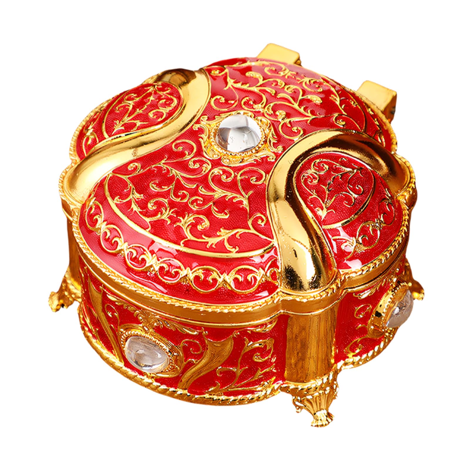 Hredyqw Enameled Round Decorative Box For Jewelry Storage Trinket Organiser With Crystal