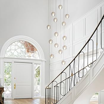 GINSENGLUX 14 Lights Staircase Chandelier for High Ceiling GINSENGLUX 14 Lights Staircase Chandelier for High Ceiling