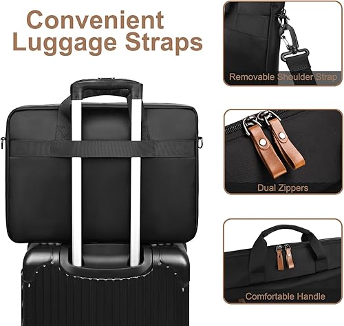 Miniatura 9 de ESTARER Bolsa para laptop de 15.6 pulgadas, funda para laptop para hombre, resistente al agua, maletín para portátil, maletín para