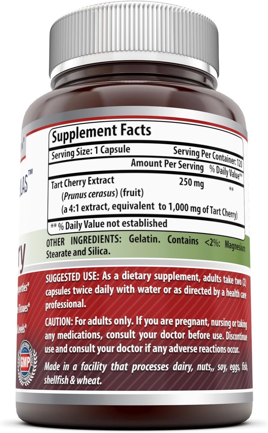 Amazing Formulas Tart Cherry Extract - 1000 Mg, 120 Capsules (Non GMO, Gluten Free) Antioxidant Support - Promotes Joint Health & a Proper Uric Acid Level Balance: Health & Personal Care