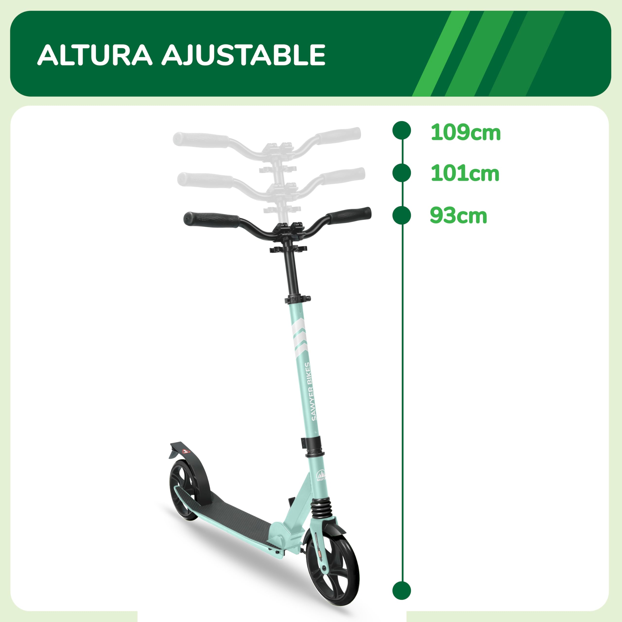 Patinete Ajustable con Suspensión para Niños +10 Años y Adultos