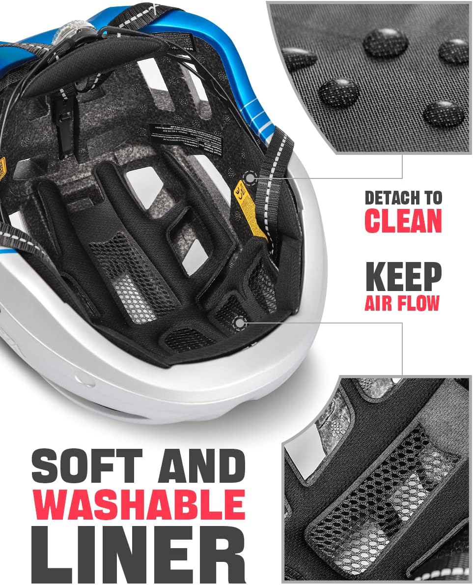 VICTGOAL Bike Helmet for Men Women with Led Light Detachable Magnetic Goggles Removable Sun Visor Mountain & Road Bicycle Helmets Adjustable Size Adult Cycling Helmets