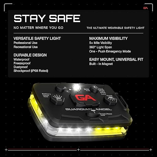 Miniatura 9 de Guardian Angel, Elite Series - Barra de luz de seguridad personal, linterna magnética manos libres para mayor seguridad durante la noche, batería