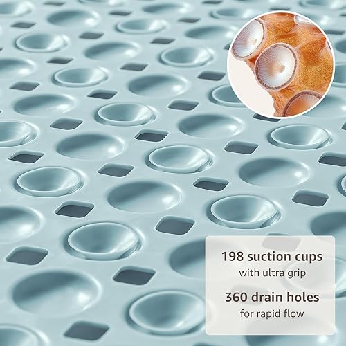 Miniatura 32 de OTHWAY Tapete de ducha antideslizante para bañera para el interior, con ventosas y agujeros de drenaje para limpiar los pies, lavable a máquina