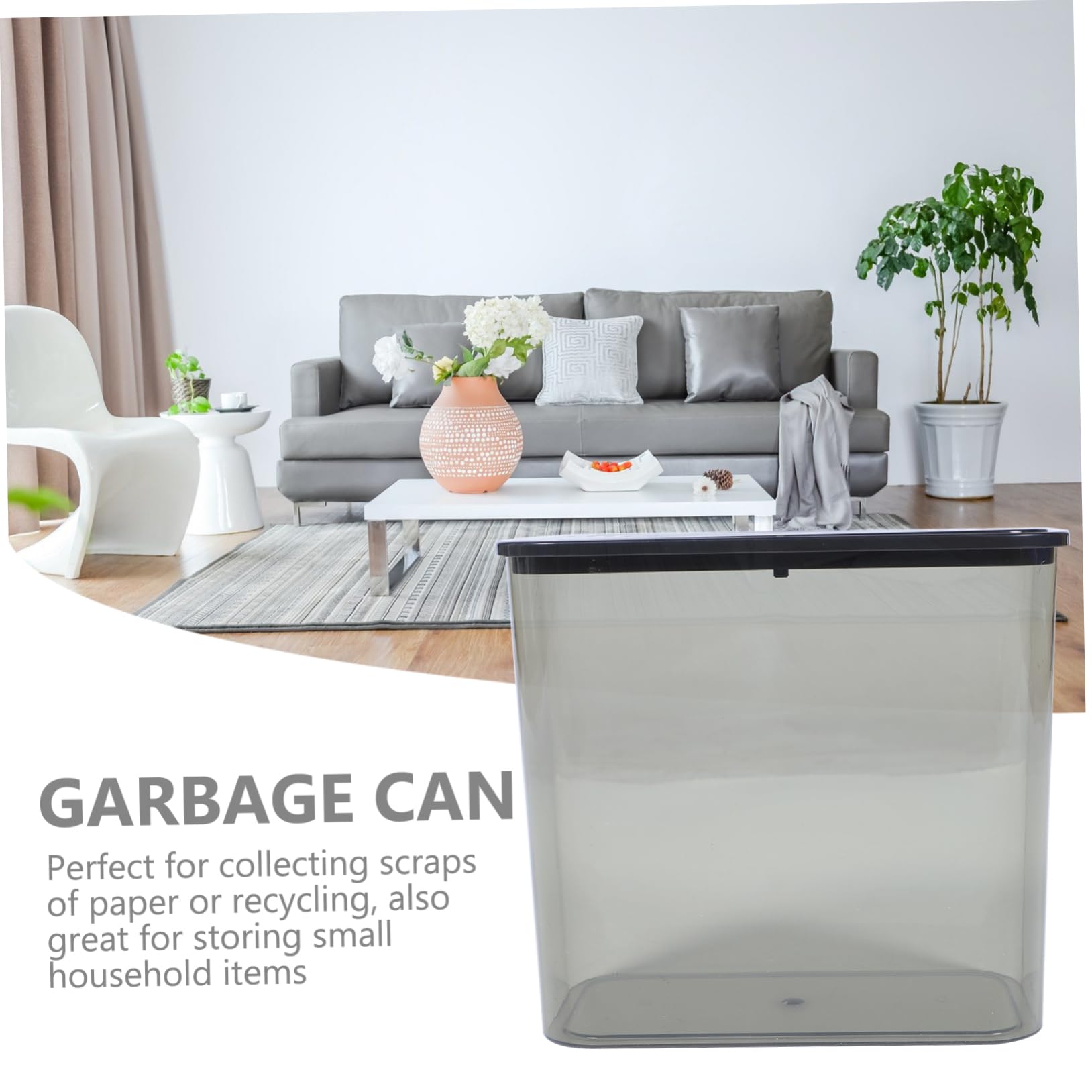 Alipis Bote de Basura con Tapa de Plástico Transparente de Gran Capacidad | Uso Diario para Hogar y Cocina, Fácil Cambio de Bolsa, para Reciclaje y Recogida de Papeles