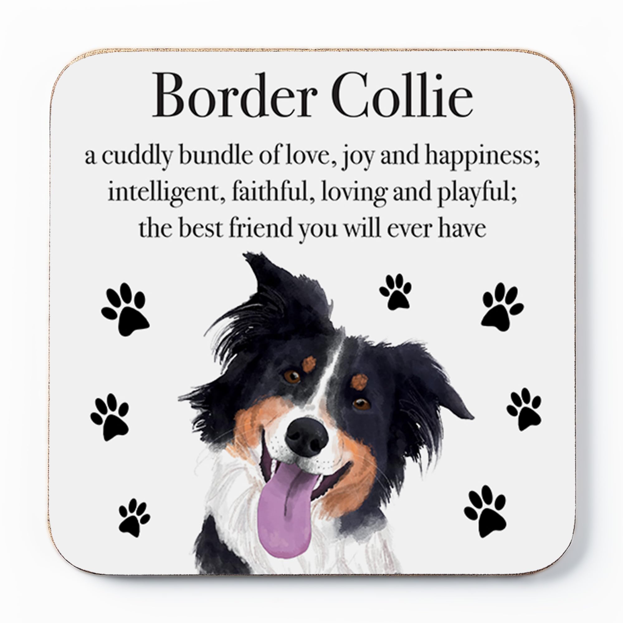 Border Collie Drinks Coaster - Border Collie Gift For Men, Women - Birthday Gift For Dog Lovers - Fun Present For Friends, Colleagues, Family - Small Gift Idea - Drinks Coaster - Iconic