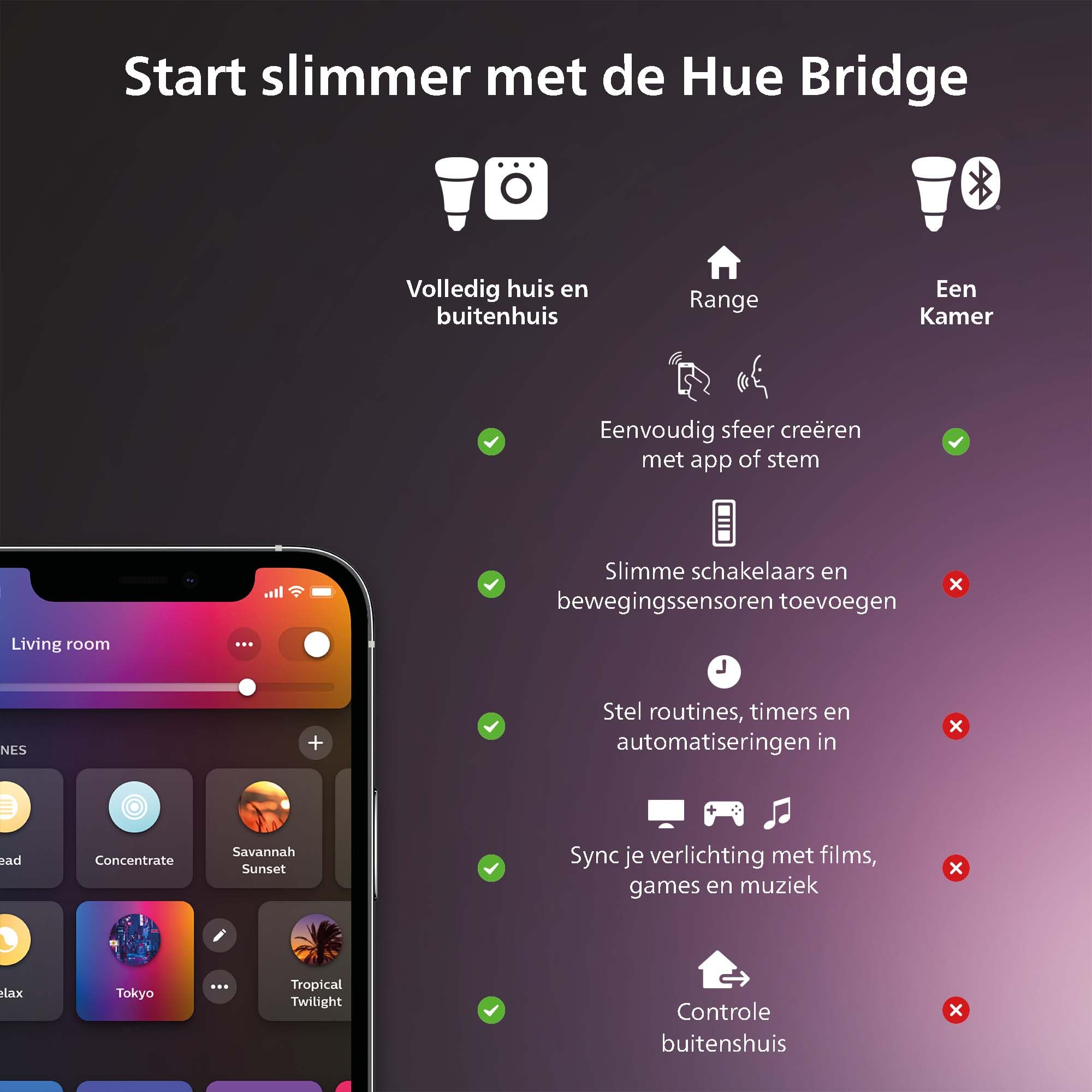 Philips Hue White and color ambiance Prostokątny panel Surimu Zintegrowane źródło światła LED Sterowanie przez Bluetooth za pomocą aplikacji Sterowanie za pomocą aplikacji lub głosu