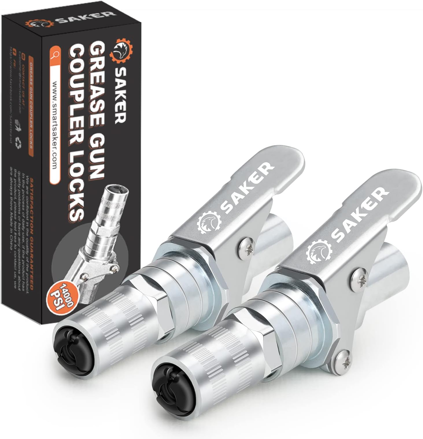 Saker Grease Gun Coupler-Upgrade to14000 PSI,Duty Quick Release Grease Couplers,Compatible with All Grease Guns 1/8" NPT Fittings(2 PCS)