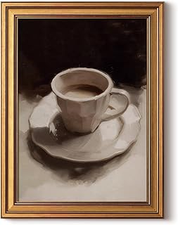 ARPEOTCY Gold Framed Canvas Wall Art, 12x16inch, Coffee Cup Art Prints, ...
