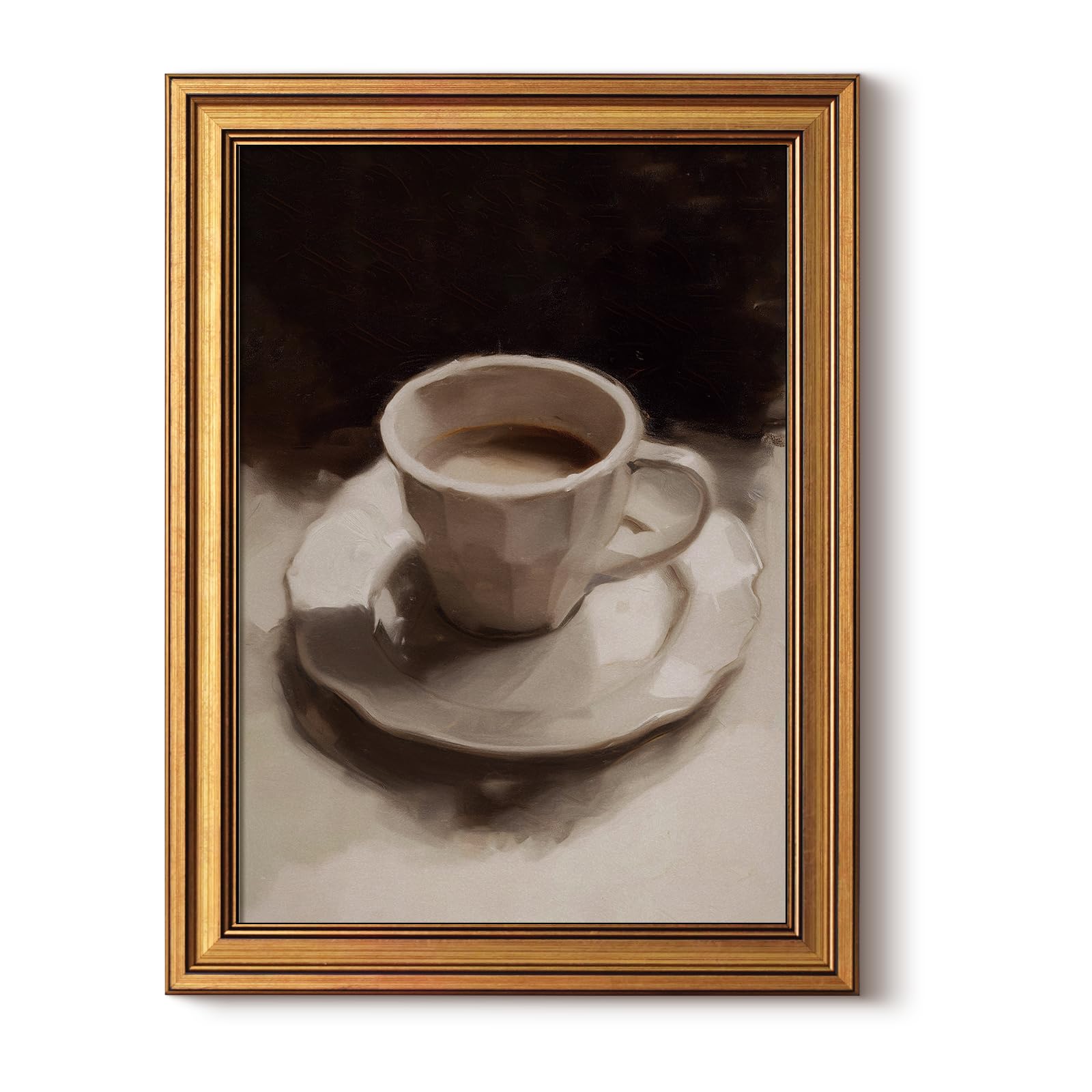 Gold framed vintage coffee still life canvas
