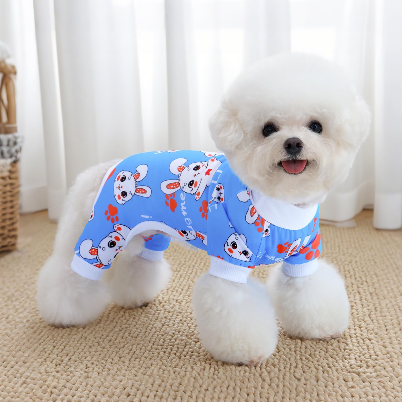 Fitwarm Hunde-Pyjama Gestreift Lila – Waffelstoff Einteiler Mit Füßen Für Kleine Hunde, Größe S (ca. 25 Cm Rücken)