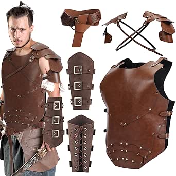 2 Kinds Medieval Faux Leather Plush Vest Halloween Stage Performance Armor main image 1