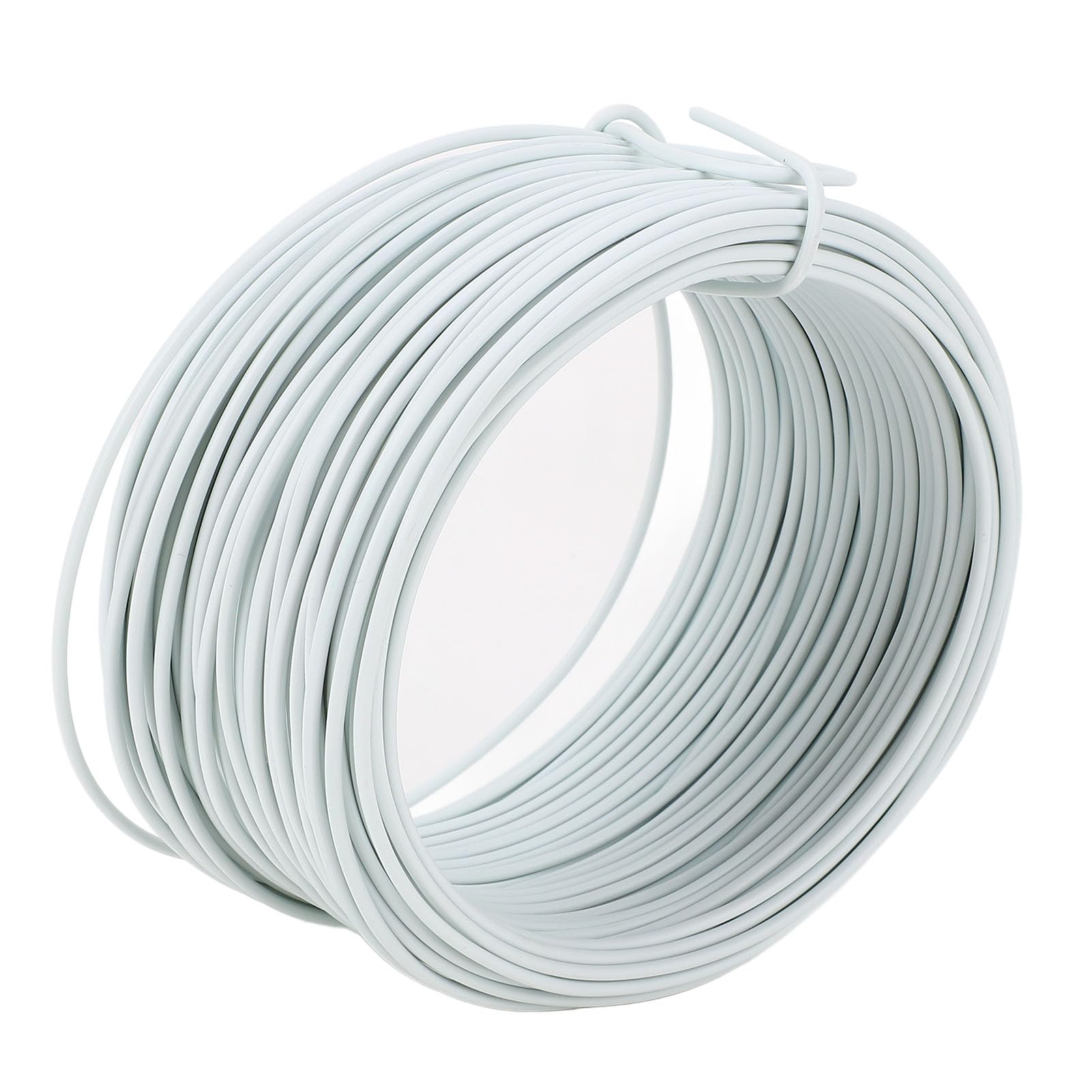 Galvanized Iron Tie Wire, Round Bendable Metal Wire 1.2mm x 28m for Telecommunication Industry, Rustproof, Flexible, Erosion Resistant, Smooth Finish, No Burrs, PVC Coated (White)