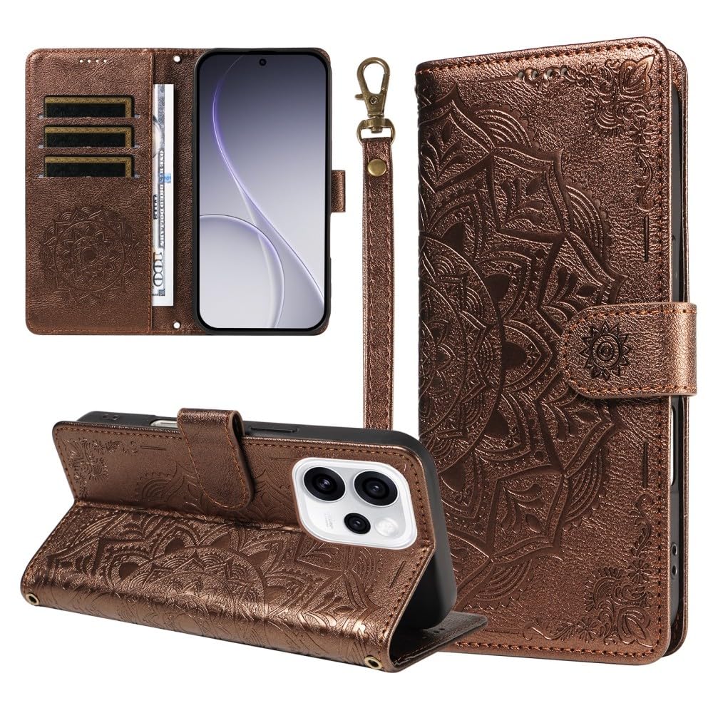 Étui compatible avec OPPO A60 5G évitez les rayures avec cette housse portefeuille marron - 6