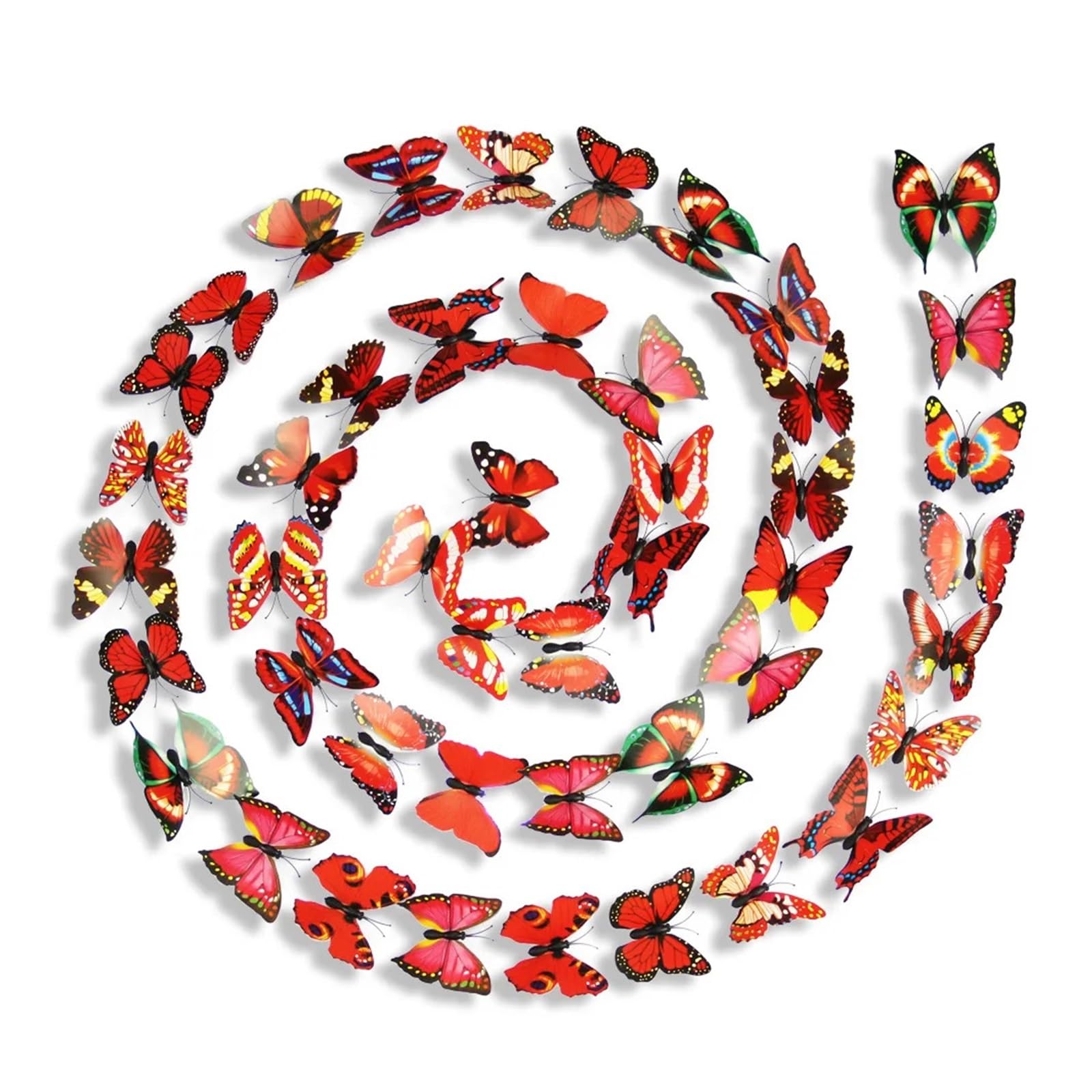 12PCS House Decoration Stereo Butterflies Refrigerator Stickers Removable 3D Home Decor Wall(Red)