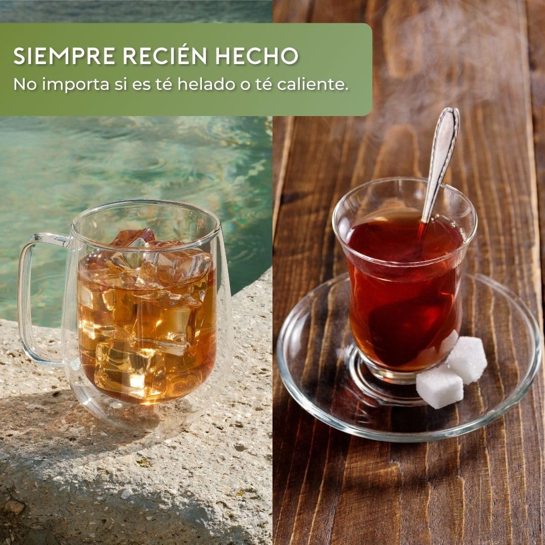 Máquina de té BRU Maker One, SIN cápsulas, dispensador de agua caliente y máquina de té en uno, té y agua filtrada con solo tocar un botón, sistema de limpieza automático