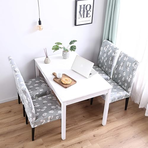 Vista 7 de ENOVA HOME Funda para silla de comedor moderna, elegante de poliéster y elastano, elástica, lavable, extraíble, suave y elástica