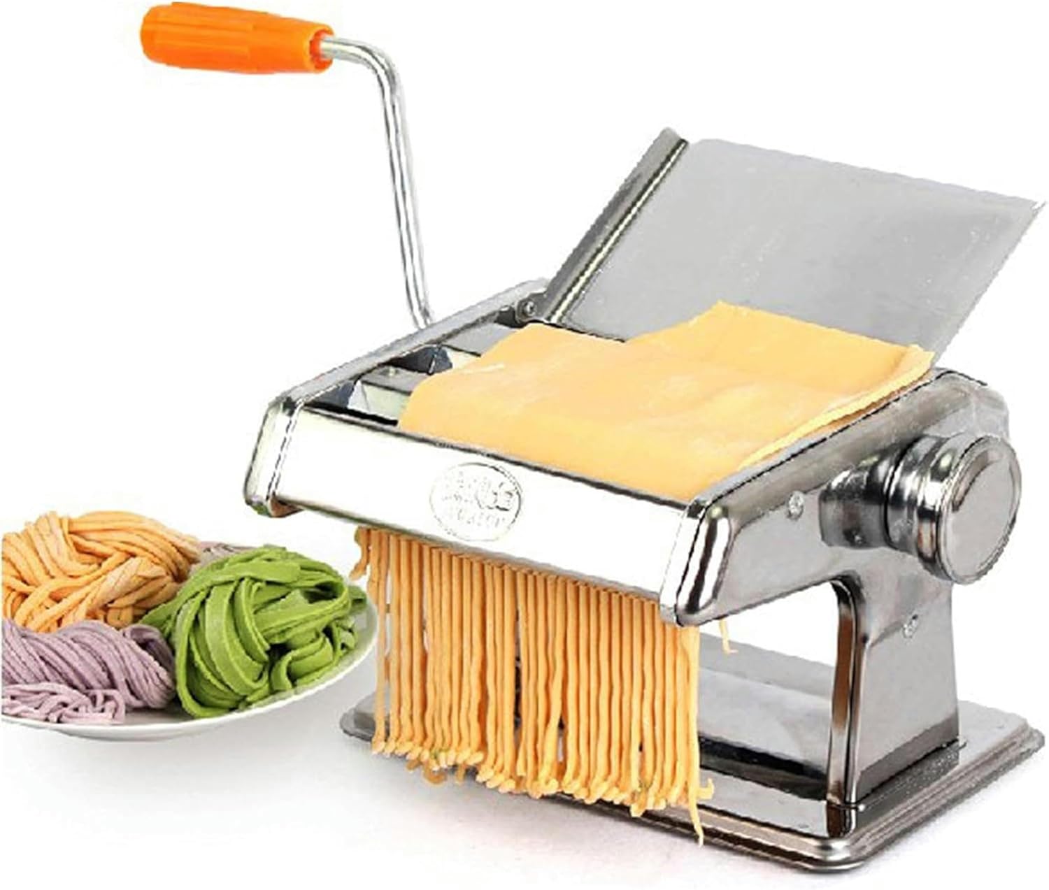 Wzglod Multifunctional Manual Metal Noodle Maker, Noodle Machine for Kitchen with Adjustable Thickness, Removable Hand Crank and Fixing Clip