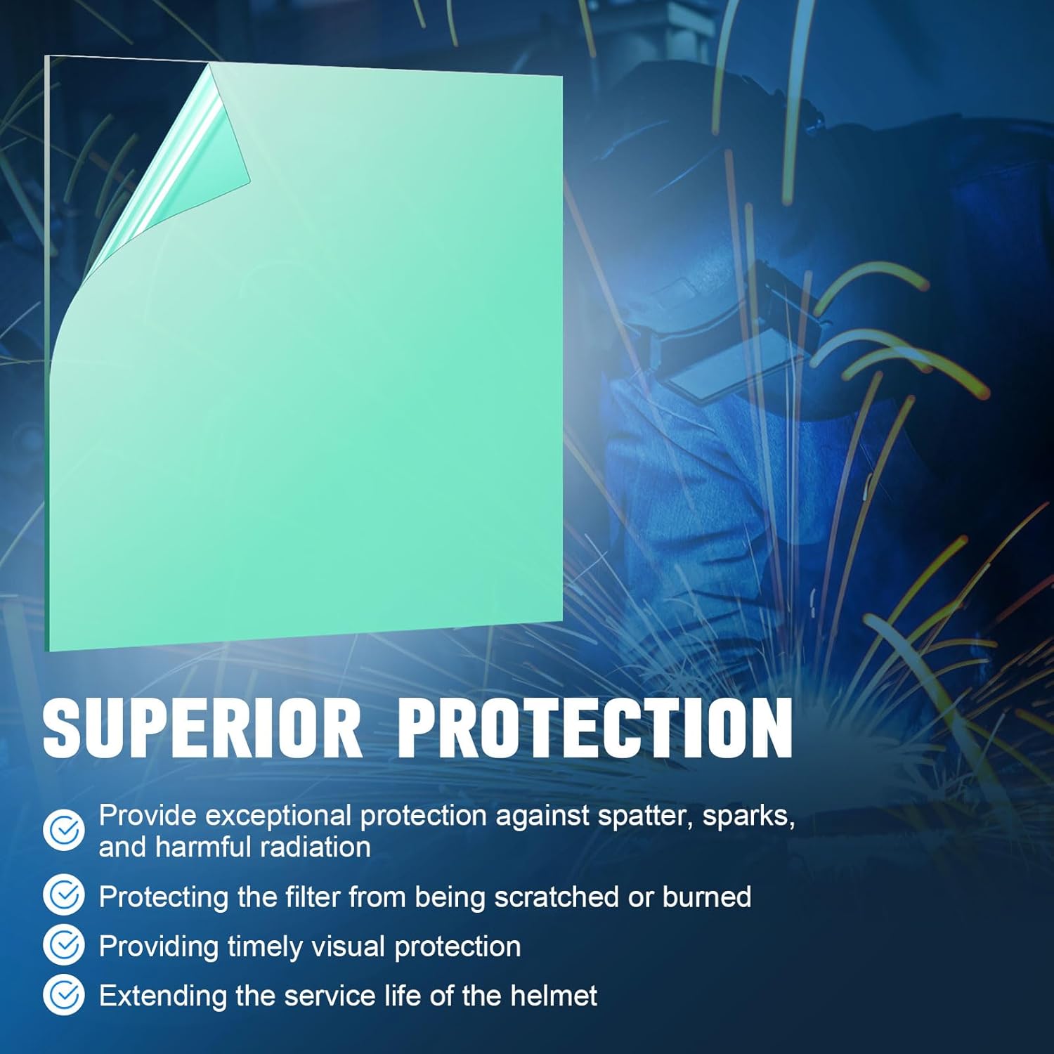 Outside Welding Helmet Clear Cover Lens 3350 Series Fits for Lincoln Electric Viking KP2898-1, Helmet Hood Lenses Replacement 4.5" x 5.25" x .04", 20 PCS