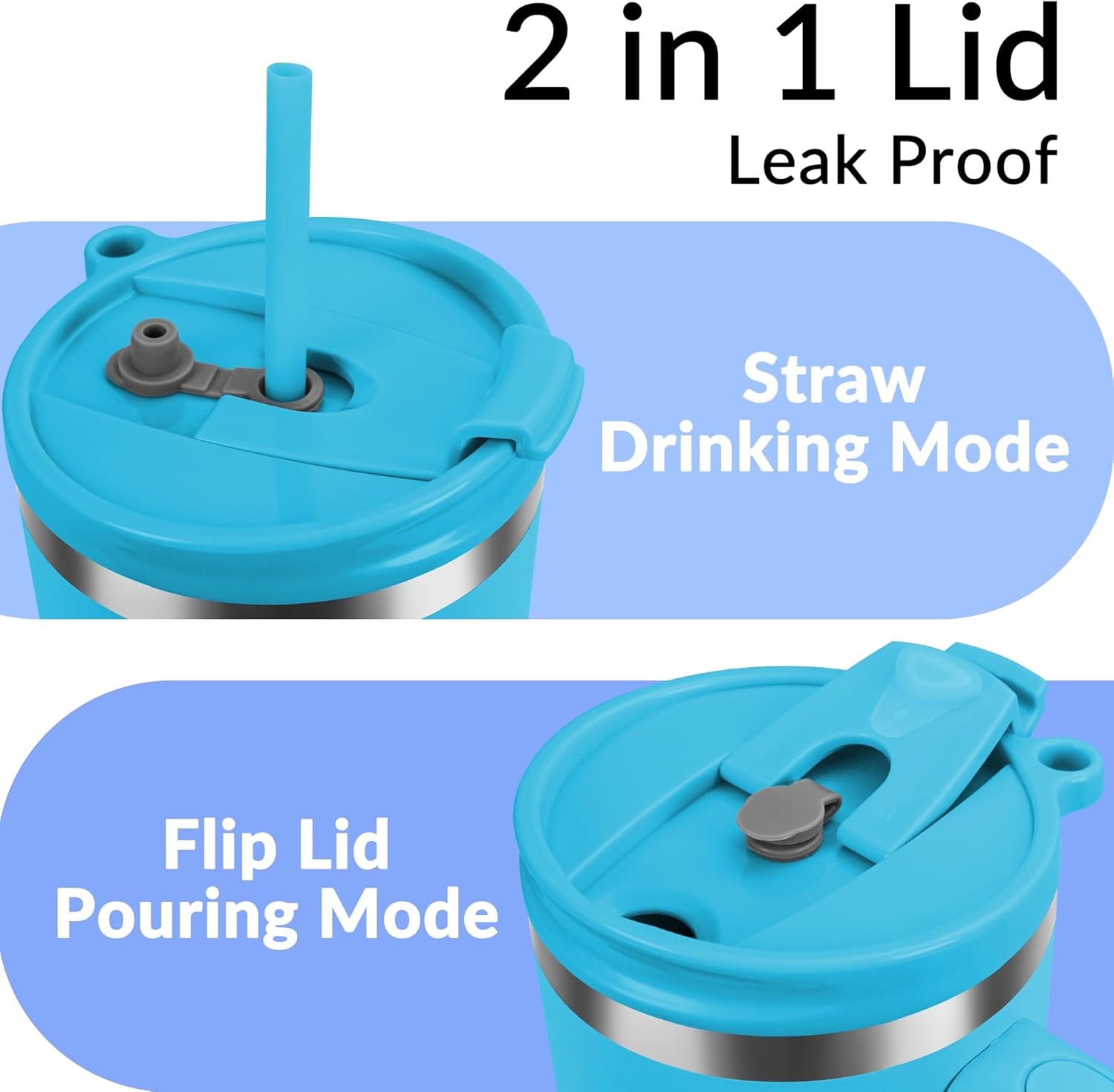 40oz Tumbler with Handle | Insulated Stainless Steel Travel Mug | 34Hrs Cold & 10Hrs Hot Retention | 100% Leakproof Lid & Straw | Dishwasher Safe + Car Cup Holder Fit (Light Blue Violet Gradient) - Image 6