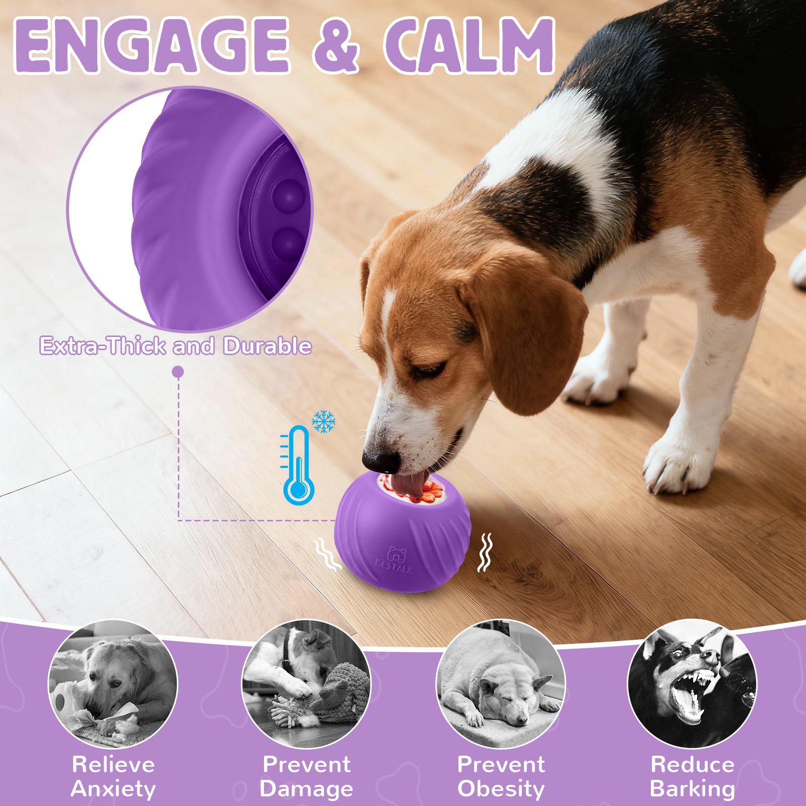 Juguete para lamer perros de larga duración, cuenco de enriquecimiento para perros tambaleante para mantener a los perros ocupados, comedero interactivo para perros rellenable para