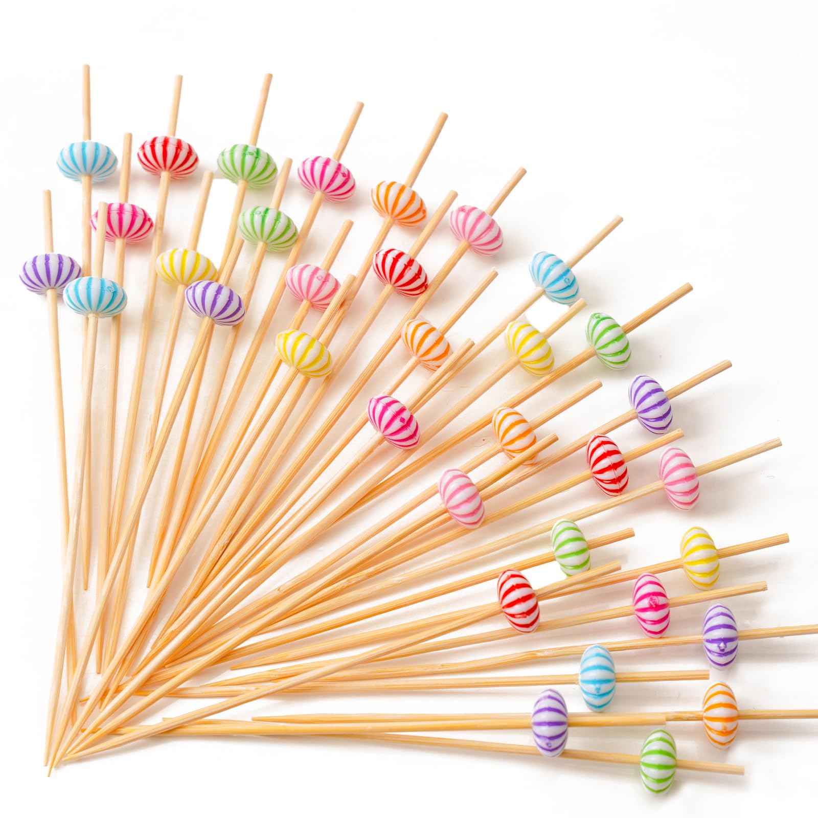 PuTwo Cocktail Picks Handmade Bamboo Toothpicks 100ct 4.7" Multicolor Pumkin