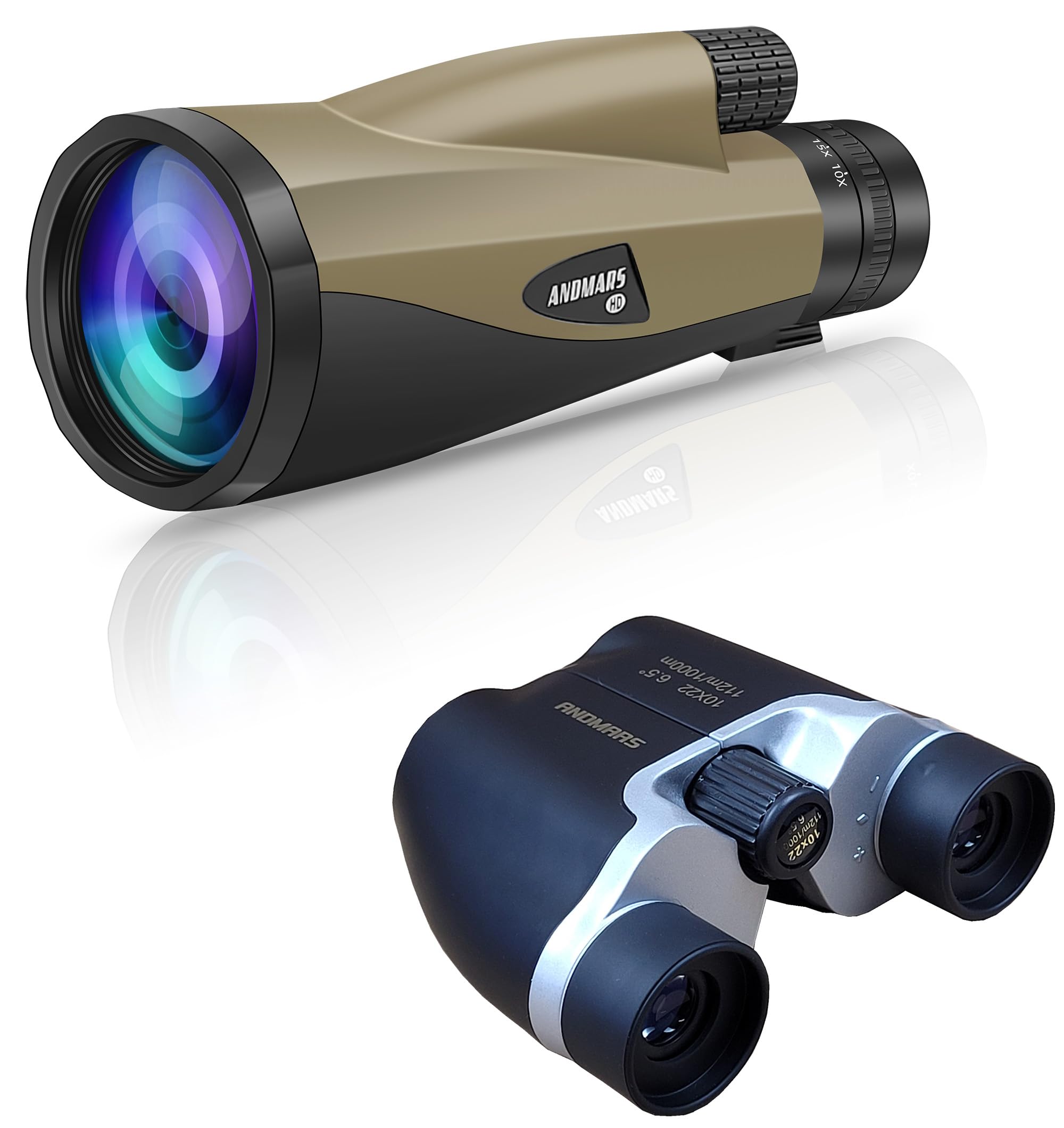 Andmars Zoom 10-30x60 Monocular and 10x22 Pocket Binocular