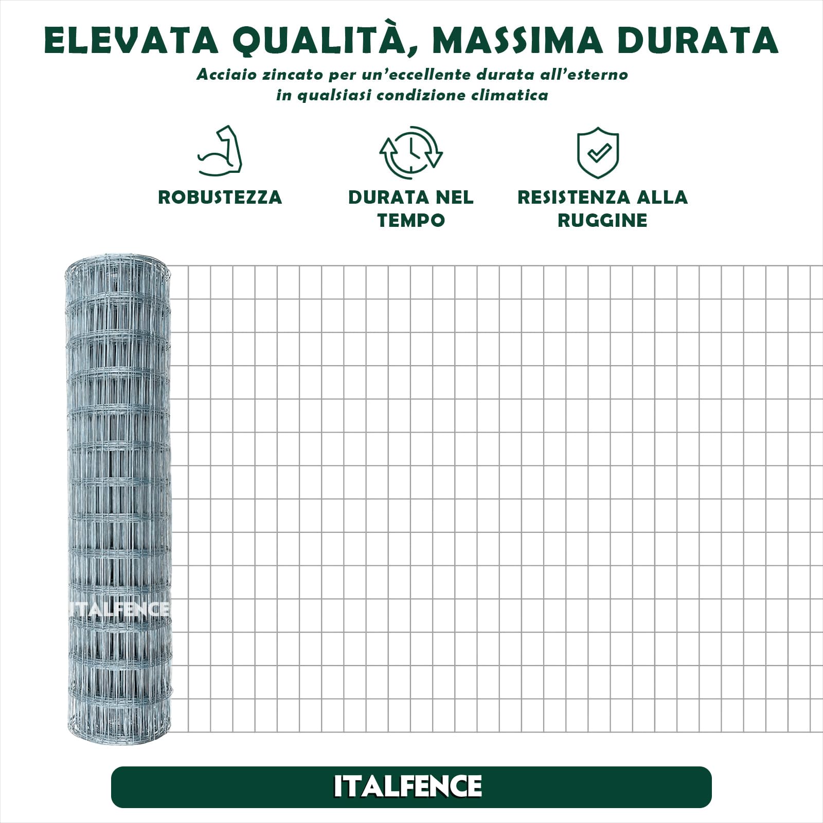 Rete metallica Ø1,80mm elettrosaldata zincata, recinzioni, 25m [200cm]