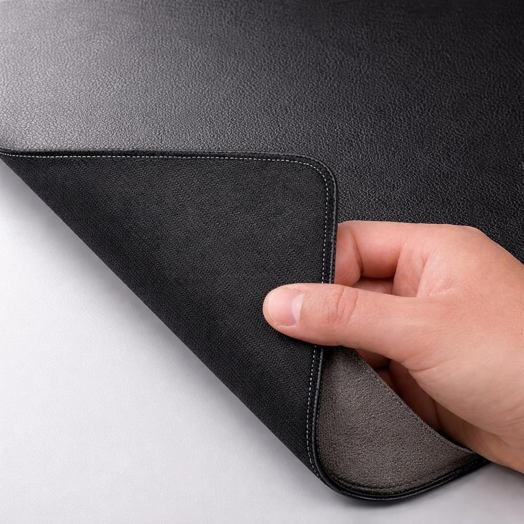 Large Desk Mat 47" x 23" – Premium PVC Leather Desk Pad, Non-Slip Office & Home Workspace Mat, Water-Resistant Writing Surface, Large Desk Protector for Laptop, Keyboard & Mouse (Black)