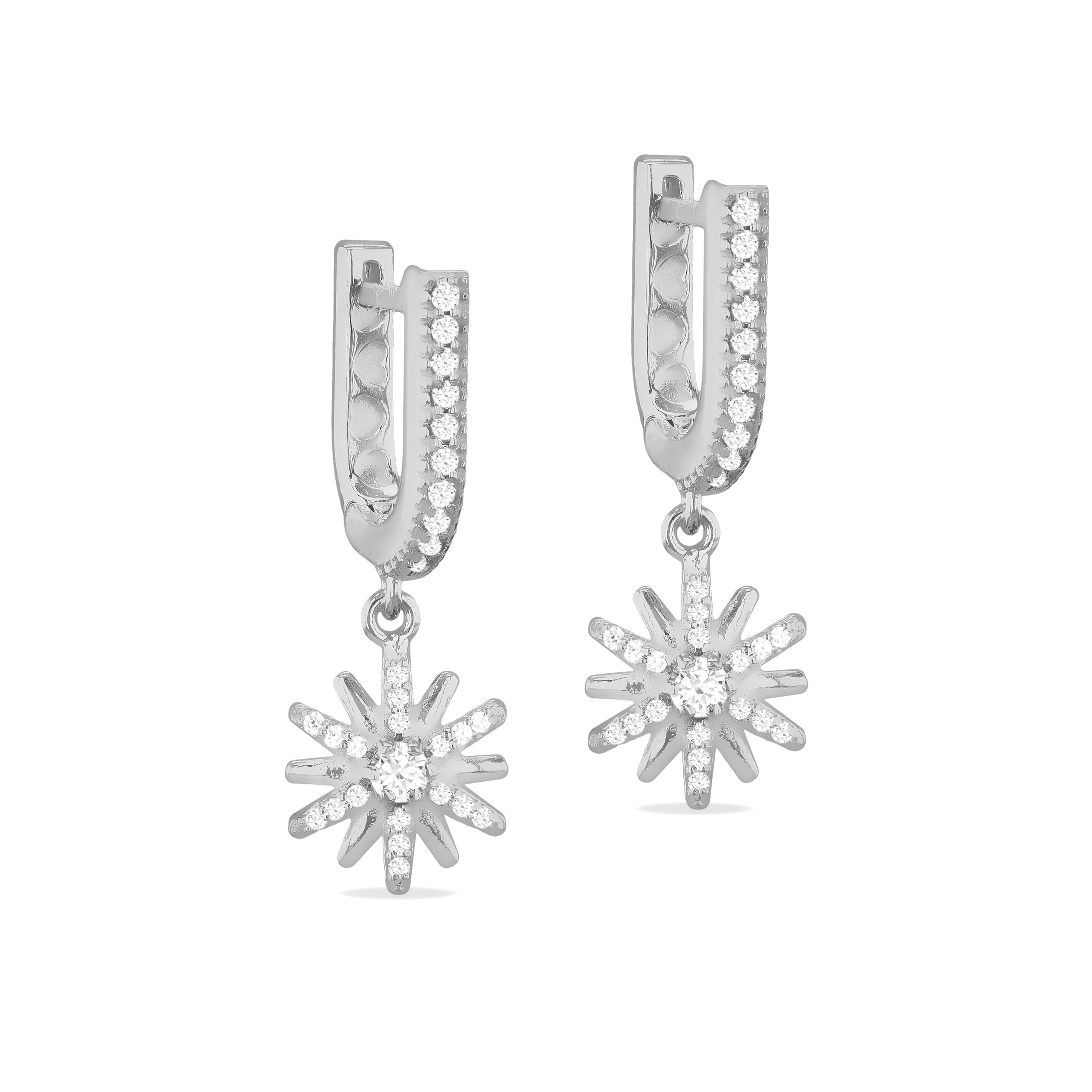 Amazon Essentials Sterling Silver CZ Star Drop Huggy Earrings