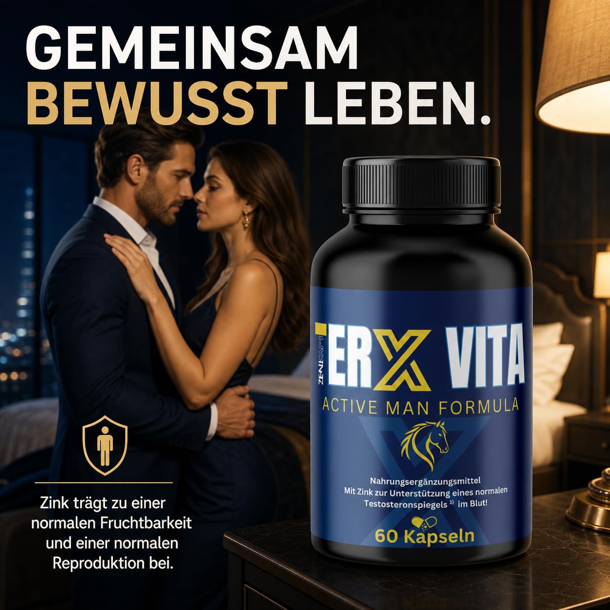 ERX VITA Active Man Formula – 60 Kapseln – Männer Nahrungsergänzung mit L-Arginin, Maca, Tribulus, Zink & Folsäure – Zink für normalen Testosteronspiegel – 2 Kapseln täglich