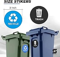 Vista 4 de Adhesivo de vinilo para reciclaje y basura, 3 pulgadas (paquete de 4) autoadhesivo de vinilo laminado, resistente al agua para interiores y negro