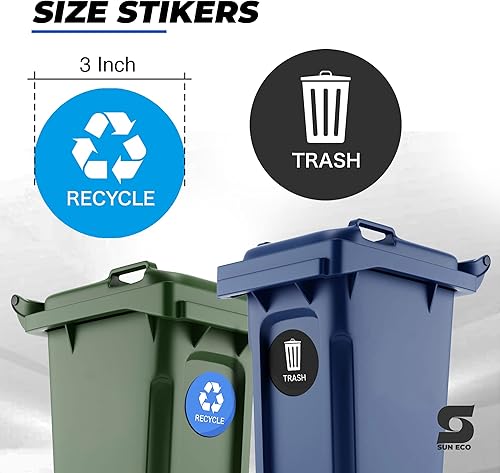 Miniatura 4 de Adhesivo de vinilo para reciclaje y basura, 3 pulgadas (paquete de 4) autoadhesivo de vinilo laminado, resistente al agua para interiores y