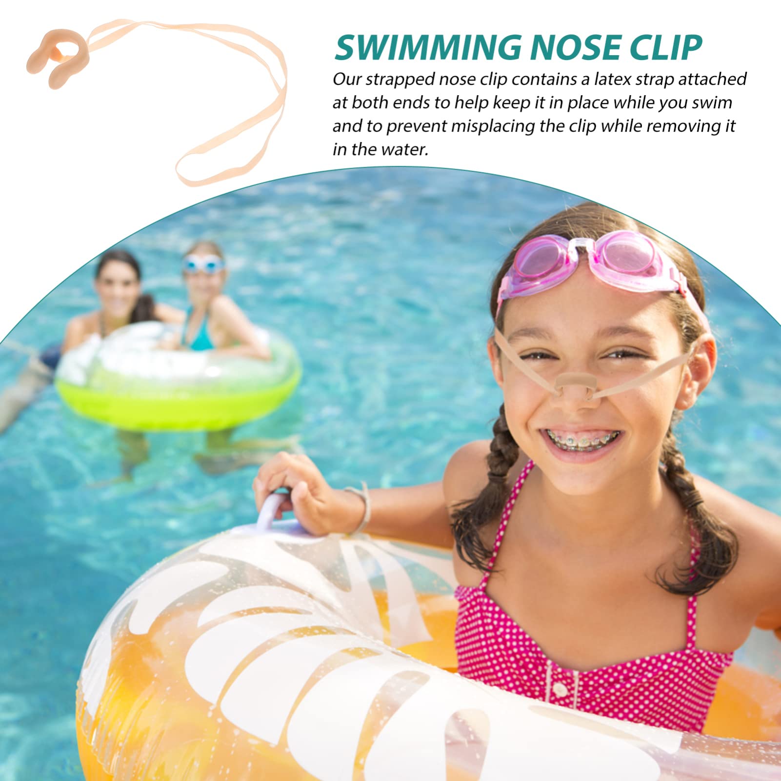 NAMOARLY Swimming Nose Clip Latex Plugs for Kids Adults with String Waterproof Rubber for Swimming Lessons