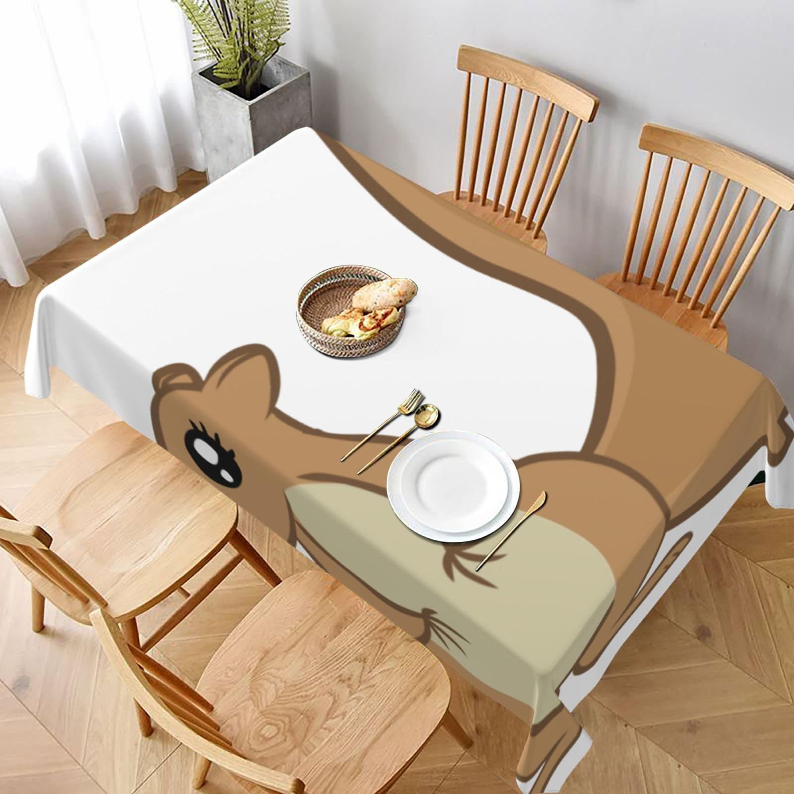 BNVSADC cartoon squirrel Printed Rectangle Tablecloth 228x152 CM, Water Resistant Polyester Table Cloth Decorative Fabric Table Covers for Kitchen Dining Table Parties Camping