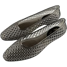Jelly Shoes for Women Clear Mesh Flat V-Shaped Wide Water Sandal
