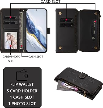 Hülle für Samsung Galaxy A55 5G Wallet Case Premium PU Leder Magnetische Flip Folio Design Ständerfunktion Handy Hüllen Handyhülle für Samsung A55 5G - Schwarz