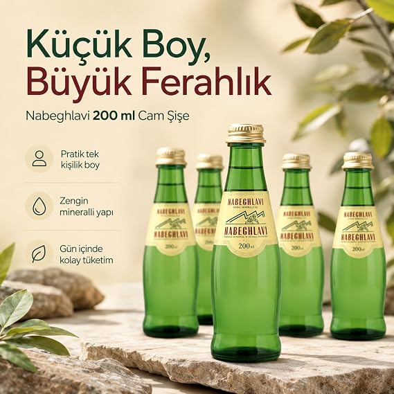 Nabeglavi Doğal Mineralli Su 200 mL Cam Şişe (6'lı Paket)