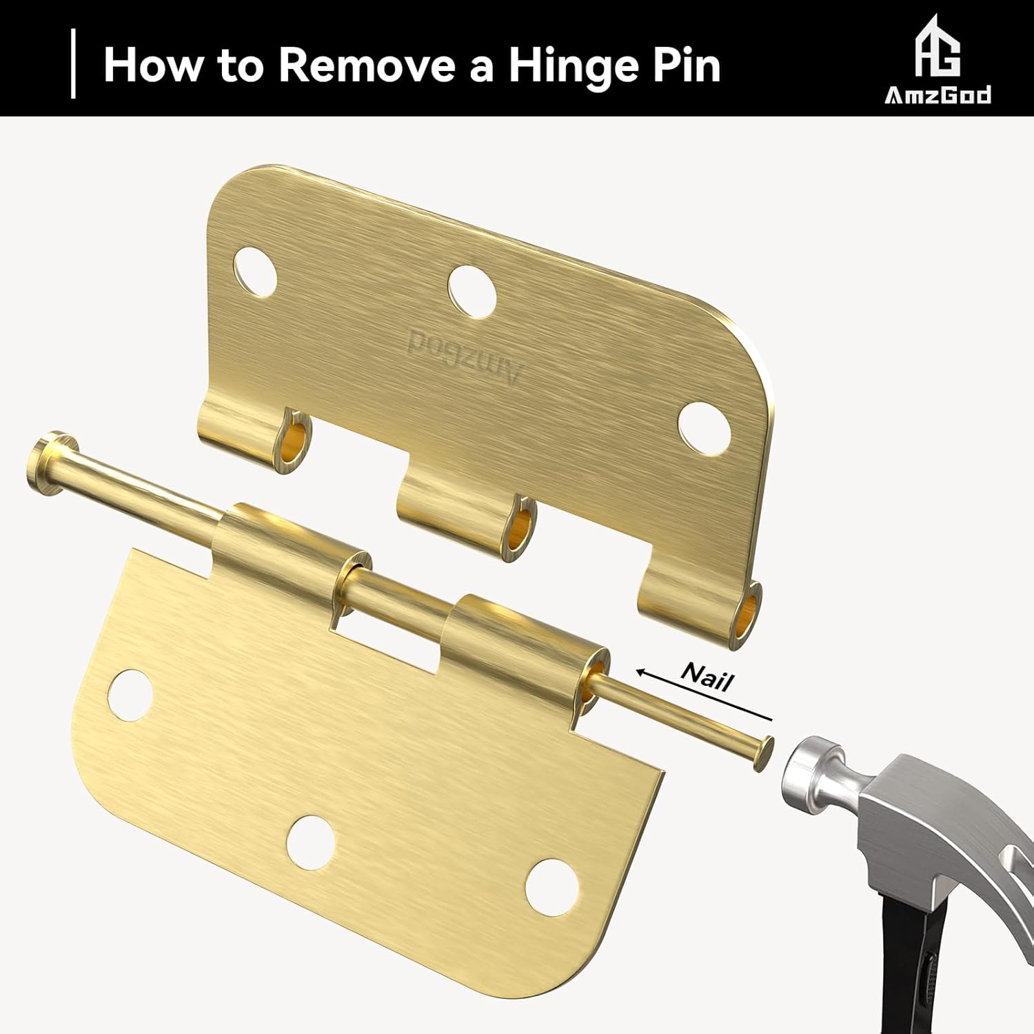 Door Hinges Satin Brass - 24 Pack Gold Door Hinges 3.5 Inch Rounded Interior Door Hinge with 5/8" Radius - 3 1/2 Inches Flat Iron Brass Hinges for Residential Standard Doors